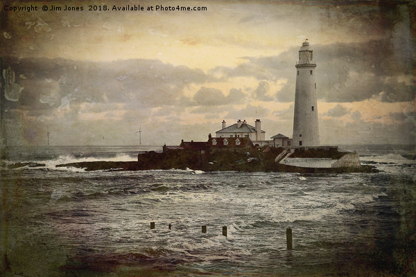 Artistic St Mary's Island and Lighthouse Picture Board by Jim Jones