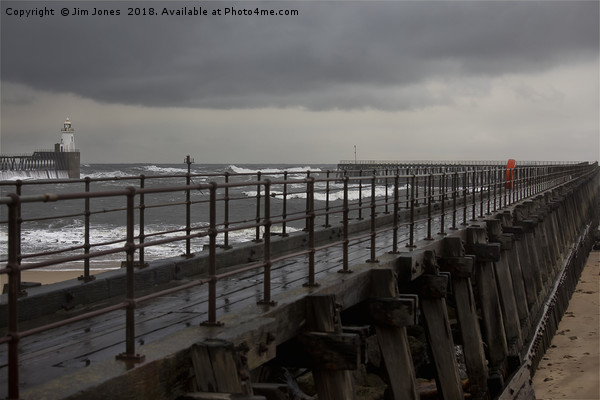 The Old Wooden Pier on a stormy morning Picture Board by Jim Jones