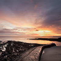 Buy canvas prints of Cullercoats Bay at dawn by Jim Jones