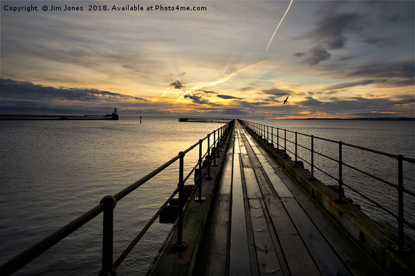 Sunrise over the Old Wooden Pier Picture Board by Jim Jones