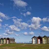 Buy canvas prints of Colourful beach huts at Blyth by Jim Jones