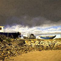 Buy canvas prints of Artistic Boatyard under a stormy sky by Jim Jones