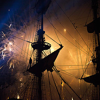 Buy canvas prints of Fireworks behind the Yardarm by Jim Jones