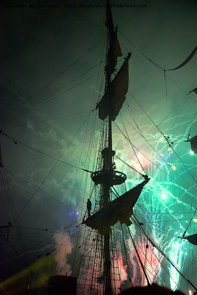 Fireworks and Tall Ships Picture Board by Jim Jones