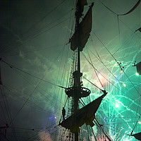 Buy canvas prints of Fireworks and Tall Ships by Jim Jones