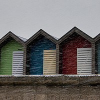 Buy canvas prints of Beach Huts for hire - Heating recommended by Jim Jones