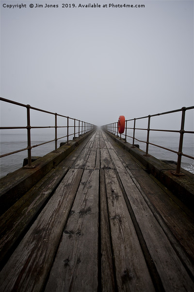 Wooden pier disappearing into the fog Picture Board by Jim Jones