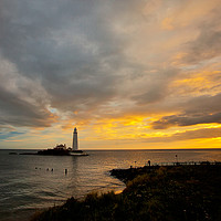 Buy canvas prints of Golden Sunrise over St Mary's Island by Jim Jones