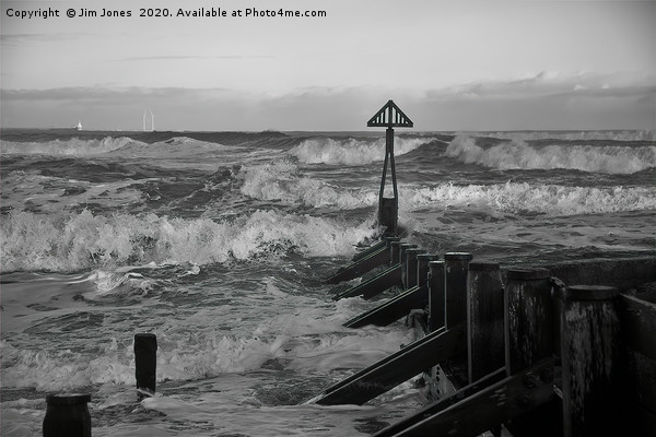 North Sea Storm in Black and White Picture Board by Jim Jones