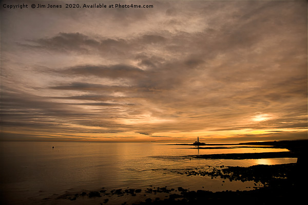 Sunrise over St Mary's Island Picture Board by Jim Jones