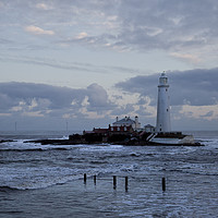 Buy canvas prints of High Tide at St Mary's Island. by Jim Jones