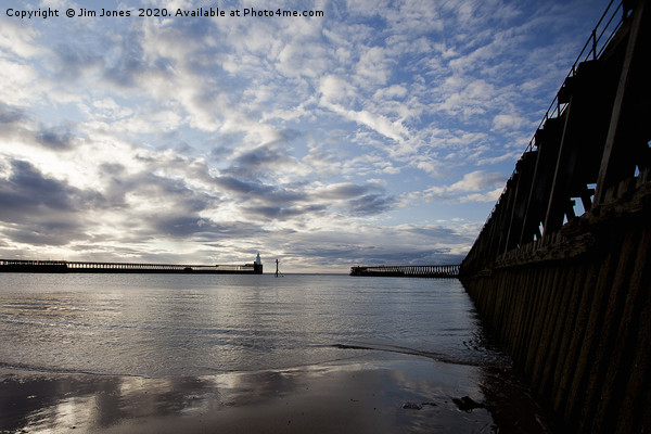 Calm morning at the mouth of the River Blyth Picture Board by Jim Jones