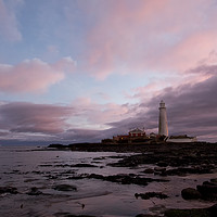 Buy canvas prints of St Mary's Island under a pastel sky (2) by Jim Jones