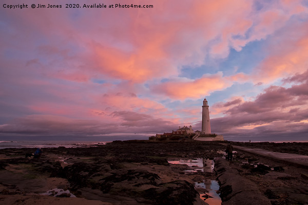 Pink and Blue sunrise at St Mary's Island Picture Board by Jim Jones