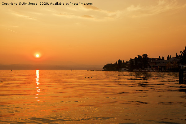Sirmione Sunset over Lake Garda Picture Board by Jim Jones