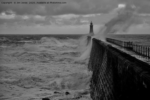 Stormy seas over Tynemouth Pier Picture Board by Jim Jones