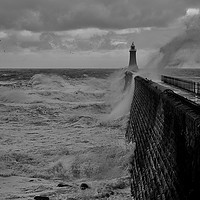 Buy canvas prints of Stormy seas over Tynemouth Pier by Jim Jones