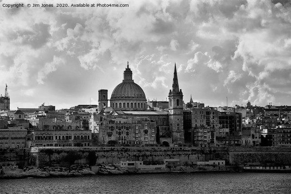 Valletta in black and white Picture Board by Jim Jones