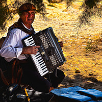 Buy canvas prints of Artistic portrait of Old Man and his Accordion by Jim Jones