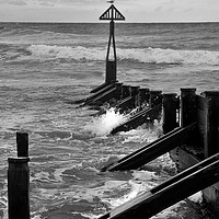 Buy canvas prints of The Groyne at Seaton Sluice in Black and White by Jim Jones