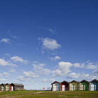 Buy canvas prints of Big Blue Sky and Beautiful Blyth Beach Huts by Jim Jones