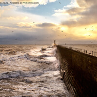 Buy canvas prints of Stormy weather at Tynemouth Pier by Jim Jones