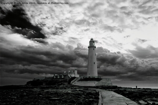 St Mary's Island in Black and White Picture Board by Jim Jones
