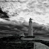 Buy canvas prints of St Mary's Island in Black and White by Jim Jones