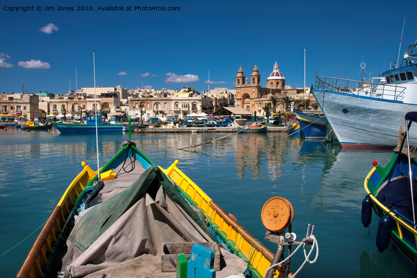 Marsaxlokk harbour, Malta Picture Board by Jim Jones