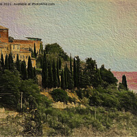 Buy canvas prints of Artistic Tuscan Hillside by Jim Jones
