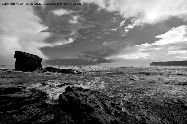Collywell Bay storm in Monochrome Picture Board by Jim Jones