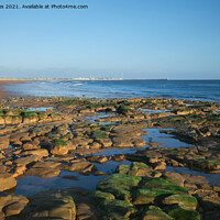 Buy canvas prints of Rock Pools on the beach at Seaton Sluice by Jim Jones