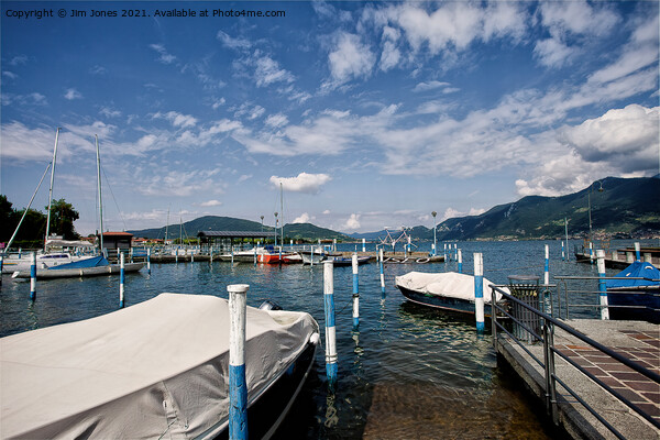 Iseo Town Marina, Italy Picture Board by Jim Jones