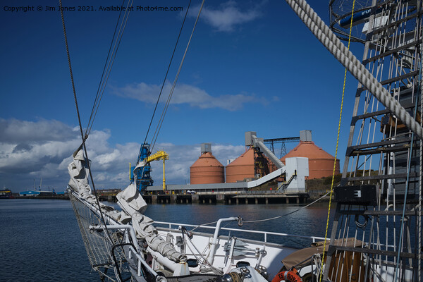 Tall Ship on the River Blyth Picture Board by Jim Jones