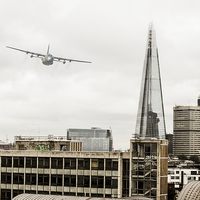 Buy canvas prints of The Shard and the last flight of the C 130 k by Ian Jones