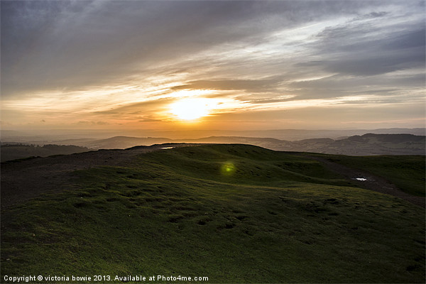 Sunset on Malvern Hills Picture Board by Victoria Bowie