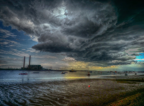 Storm over The Thames Picture Board by Kim Slater