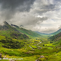 Buy canvas prints of Nant Ffrancon Valley Snowdonia Panorama by Adrian Evans