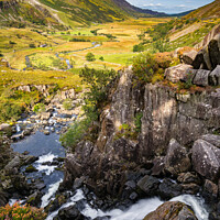 Buy canvas prints of Ogwen River Nant Ffrancon Pass Snowdonia  by Adrian Evans