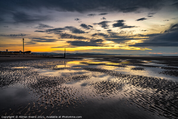Rhyl Beach Sunset Wales Picture Board by Adrian Evans