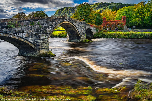 Llanrwst Cottage And Bridge Picture Board by Adrian Evans