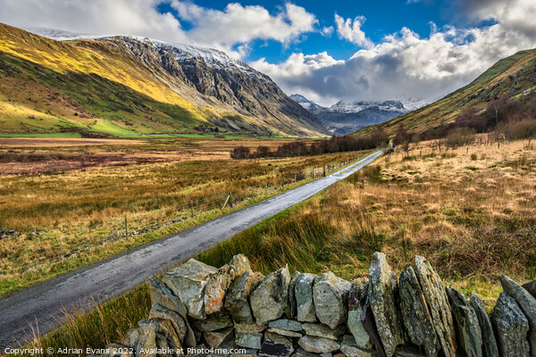 Nant Ffrancon Pass Snowdonia  Picture Board by Adrian Evans