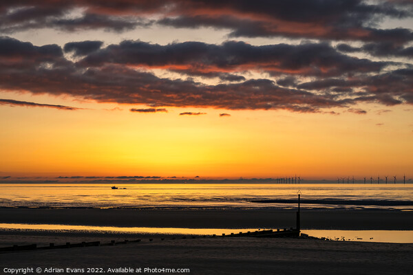 Ocean Sunset Rhyl Picture Board by Adrian Evans