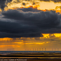 Buy canvas prints of  Rhyl Flats Offshore Wind Farm Sunset by Adrian Evans