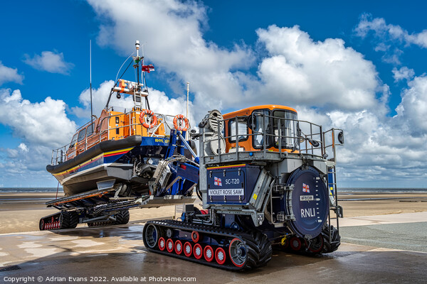 Launching Rhyl Lifeboat Picture Board by Adrian Evans