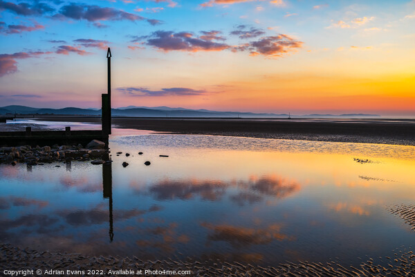 Irish Sea Sunset Rhyl Wales  Picture Board by Adrian Evans
