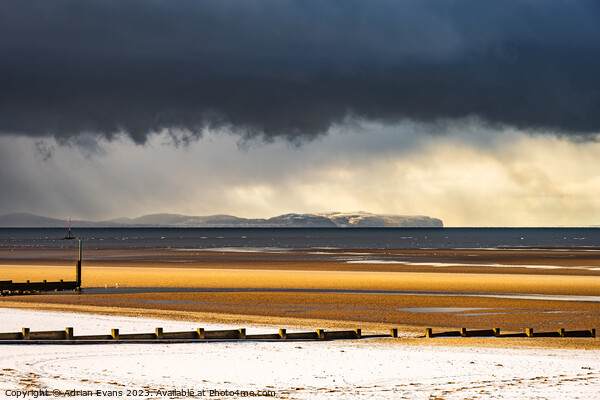 Snow Beach And A Storm Wales Picture Board by Adrian Evans