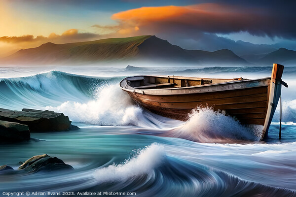 Boat Caught In Stormy Seas  Picture Board by Adrian Evans