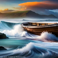 Buy canvas prints of Boat Caught In Stormy Seas  by Adrian Evans