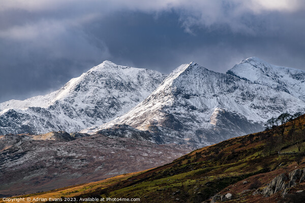 Snowdonia Winter Peaks Picture Board by Adrian Evans
